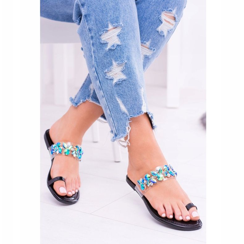 Lu Boo Elegantti mustat paljetit Tanut -tossut 1