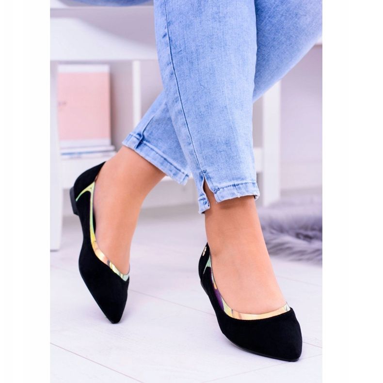 Lu Boo Black läpinäkyvät holografiset ballerinat Szpic Lisonissa musta 1