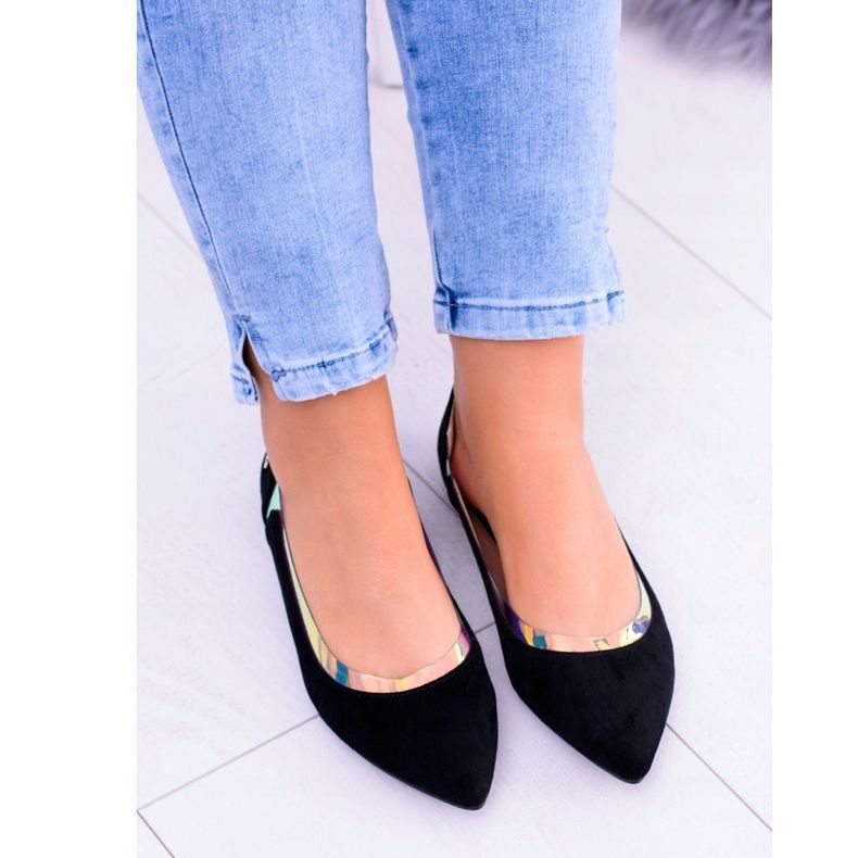 Lu Boo Black läpinäkyvät holografiset ballerinat Szpic Lisonissa musta 2