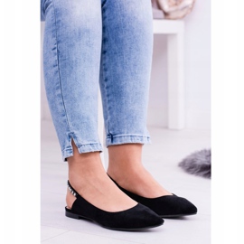 Lu Boo Black Suede Ballerinat Szpitz Rhinestones Macronissa musta 1