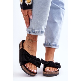 PS1 Naisten mustat tohvelit Cork Bow Wendyssä 2