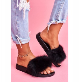 Naisten tohvelit, joissa on luonnollinen turkis musta naturis 2