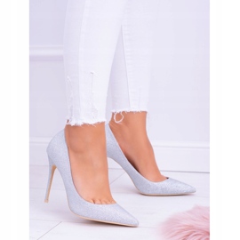 Naisten korkokengät Lu Boo Glitter Silver Shining harmaa 2