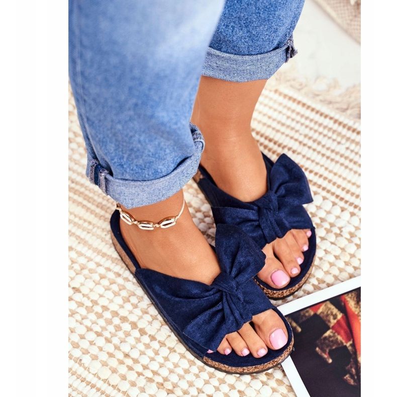 PS1 Naisten laivastonsiniset tossut, joissa rusetti Wendy Cork sininen 1