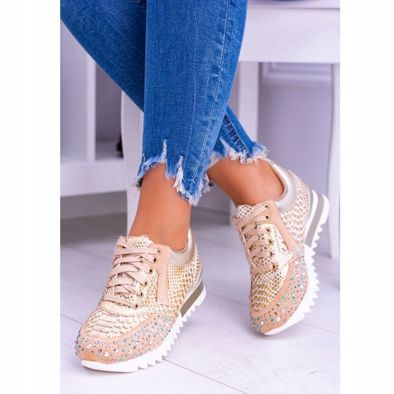 Kultaiset naisten urheilukengät paljeteilla Lu Boo Infinitiale kultainen 1