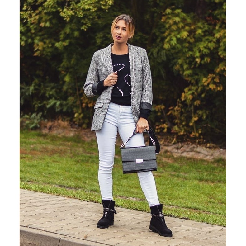 Lu Boo Mustat naisten saappaat Vetoketjulliset paljetit Rafell 1