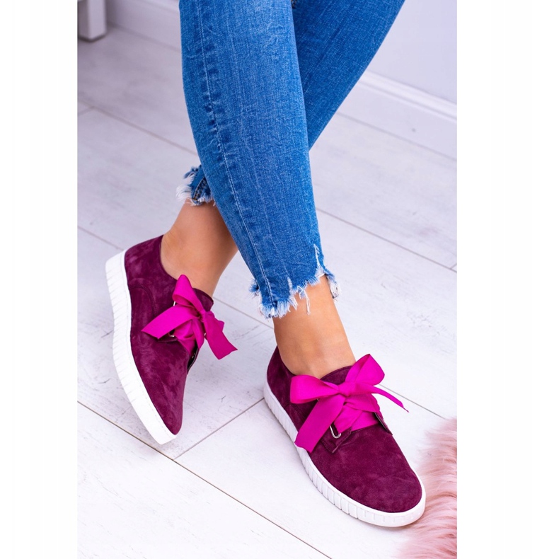 Butmil Maroon Leather Naisten Loop -lenkkarit punainen 2