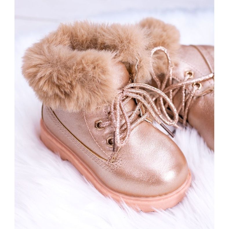 Lämpimät lasten saappaat Trappers Pink Gold Phobos vaaleanpunainen vaaleanpunainen 2