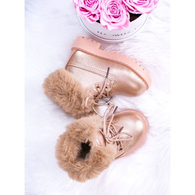 Lämpimät lasten saappaat Trappers Pink Gold Phobos vaaleanpunainen vaaleanpunainen 1