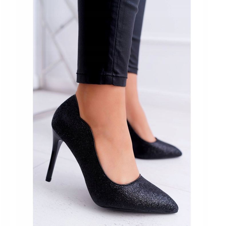 FB1 Black Glitter Extrade Naisten stilettot musta 1