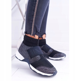 Naisten urheilukengät Lu Boo, jossa on sukka, musta glitteri Phantom 1