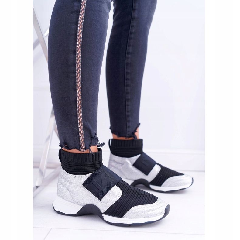 Naisten Lu Boo -urheilukengät, joissa on sukka hopeakiilto Phantom musta harmaa monivärinen 2