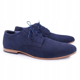 Bednarek Polish Shoes Miesten Brogues Bednarek Nubuck Openwork Navy Blue Hermes tummansininen 1