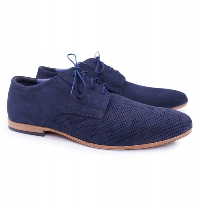 Bednarek Polish Shoes Miesten Brogues Bednarek Nubuck Openwork Navy Blue Hermes tummansininen 1