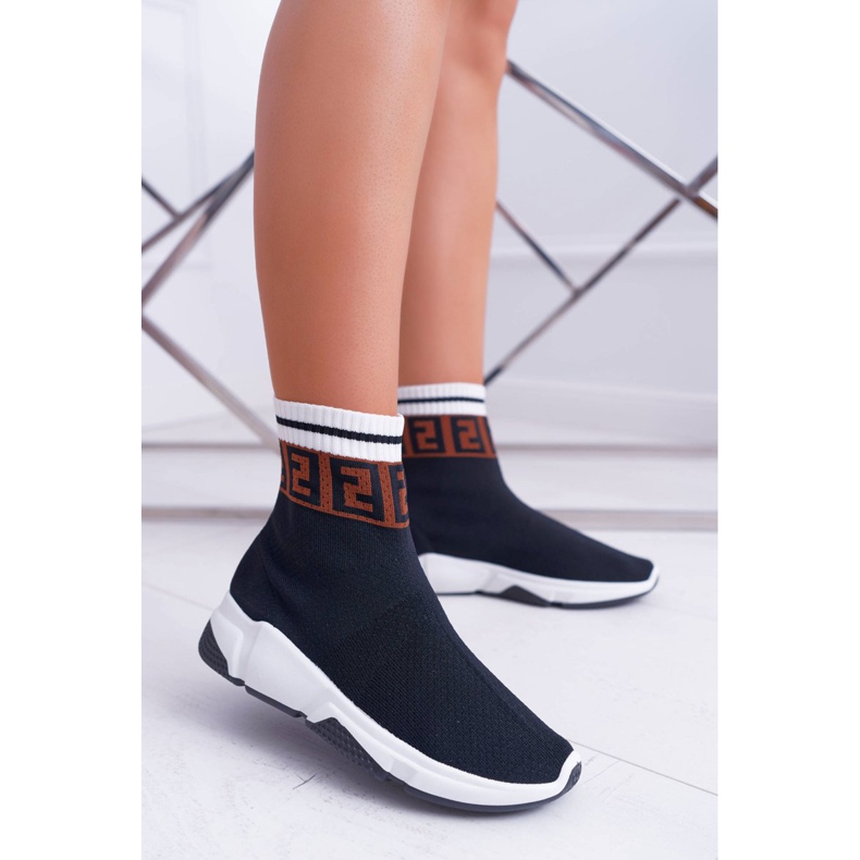 Naisten urheilujalkineet Korkeat sukat Black Press musta monivärinen 1