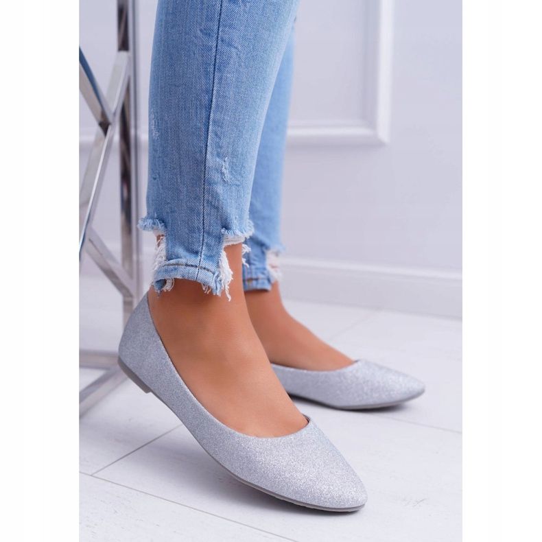 PS1 Naisten ballerinat Glitter Silver Fifi harmaa 1