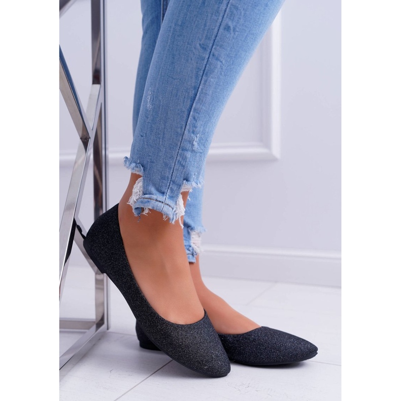 PS1 Naisten ballerinat Glitter Black Fifi musta 2