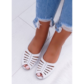 Naisten ballerinat Maciejka Nahka avoimet varpaat 03497-59 valkoinen 2