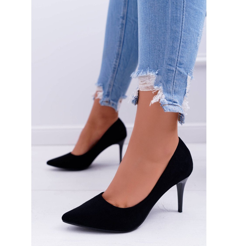 FB1 Naisten Stilettos Suede In Spitz Black Cream musta 1