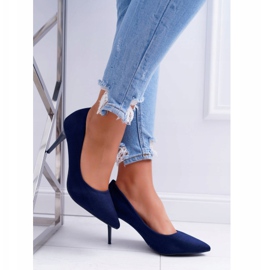 FB1 Naisten Stilettos Suede In Spitz Navy Blue Cream tummansininen 2