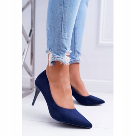 FB1 Naisten Stilettos Suede In Spitz Navy Blue Cream tummansininen 1