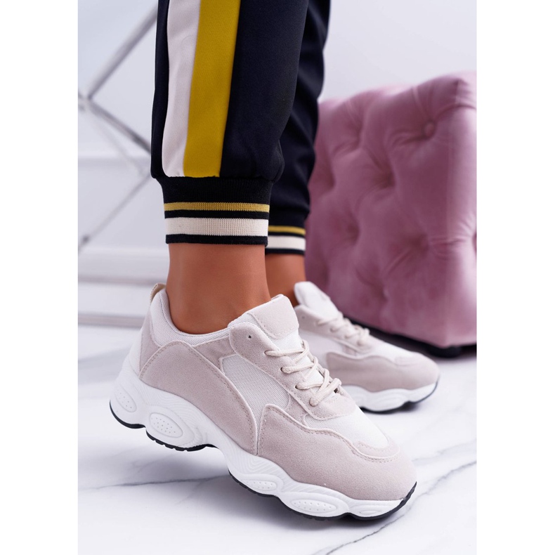 NFR Naisten urheilukengät Mokkanahka beige ja valkoinen tikkari ruskea 2