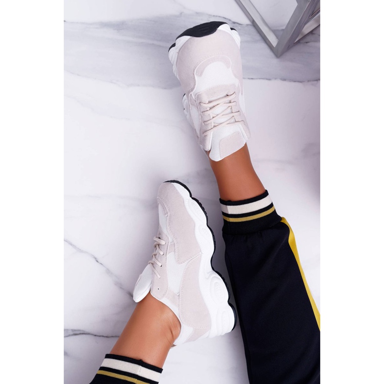 NFR Naisten urheilukengät Mokkanahka beige ja valkoinen tikkari ruskea 1