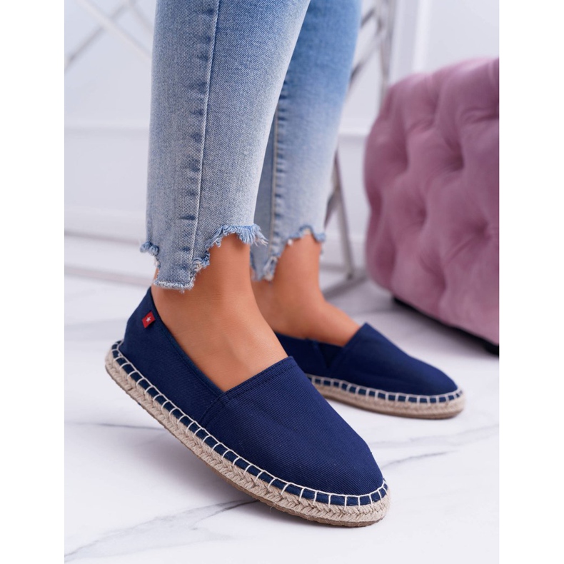 Naisten espadrillot punottu pohja Navy Blue Big Star DD274A151 tummansininen 2