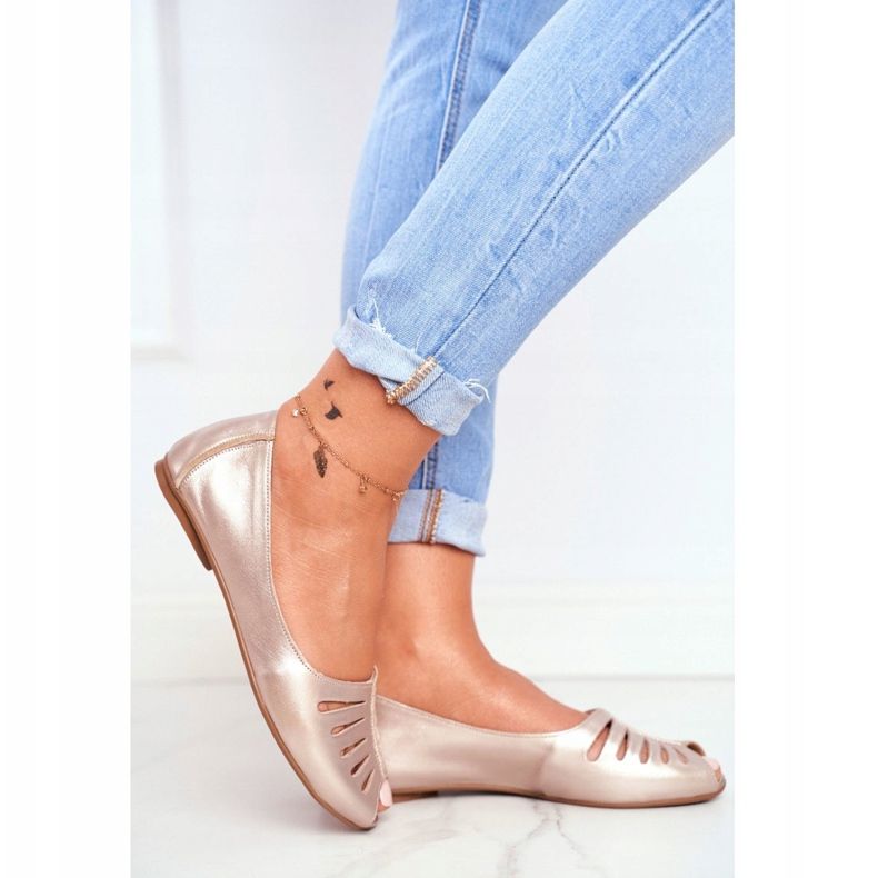 Naisten ballerinat Maciejka Leather Golden 03497-25 kultainen 2