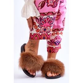 BM Naisten tohvelit, joissa on luonnonkarvainen ruskea naturis 1