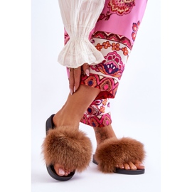 BM Naisten tohvelit, joissa on luonnonkarvainen ruskea naturis 2