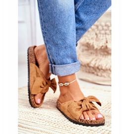 PS1 Naisten ruskeat tohvelit, joissa rusetti Wendy Cork 2