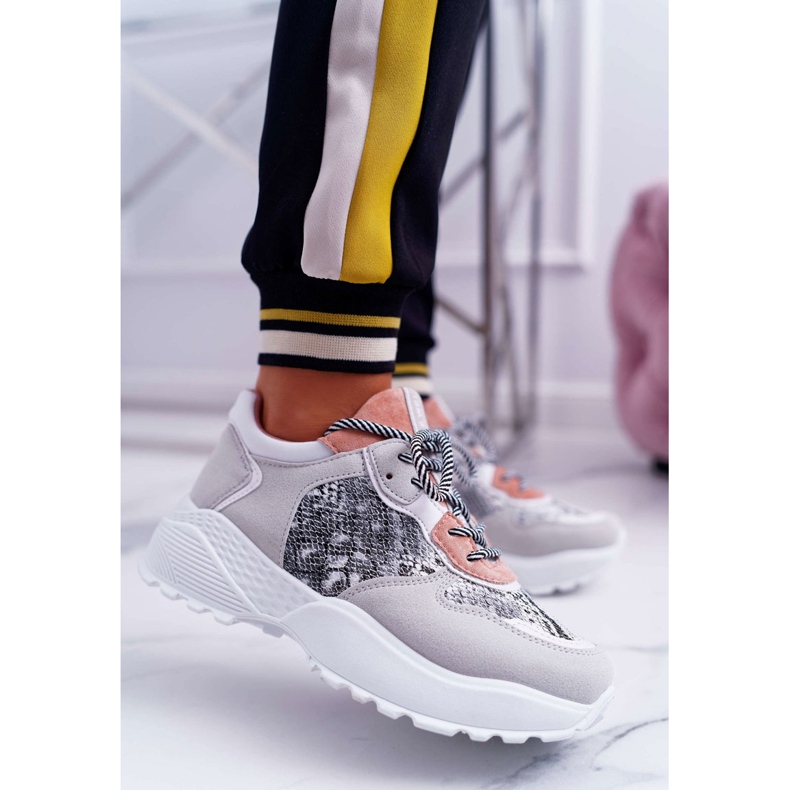 NFR Naisten urheilukengät Korkea pohja Pinkki Snake Skin Chillout vaaleanpunainen harmaa 1