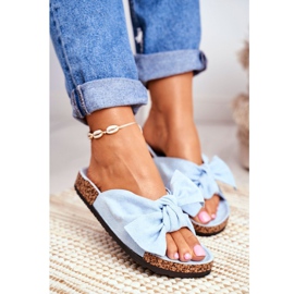 BUGO Naisten siniset tossut Cork Bow Wendyssä sininen 1