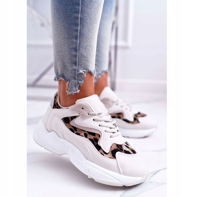 FJ1 Naisten urheilukengät Beige Leopard Mezeno valkoinen ruskea 1