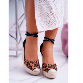 FB2 Naisten sandaalit pellavakiilolla Leopard Canterola ruskea musta 2