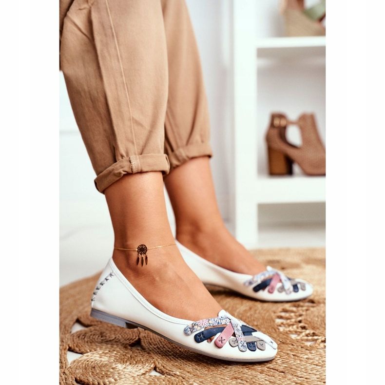 Naisten ballerinat Maciejka Nahka valkoinen 01358 2