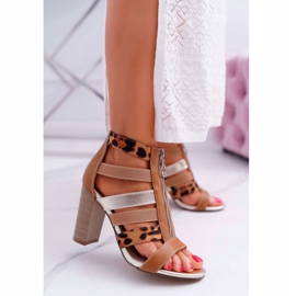 FE1 Naisten sandaalit kantapäässä Tyylikäs vetoketju edessä Rahel ruskea 1