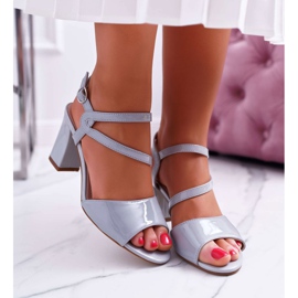 Naisten sandaalit korkokenkiä Sergio Leone SK844 lakattu harmaa Tres 2