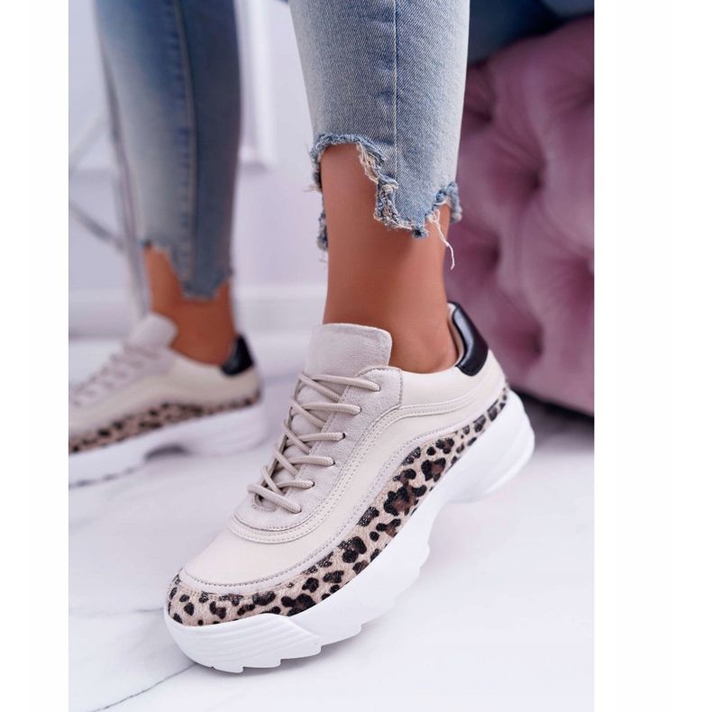 FC1 Naisten urheilukengät Leopard Debora beige ruskea 1