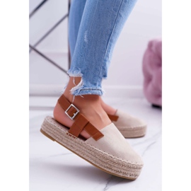 NFR Naisten Espadrilles -mokkanahka Beige Parteno -alustalla 1