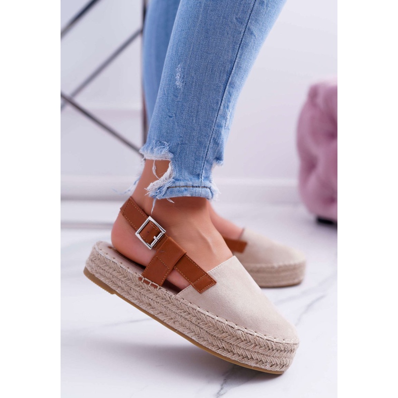 NFR Naisten Espadrilles -mokkanahka Beige Parteno -alustalla 1