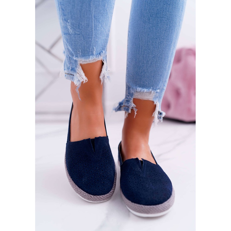 S.Barski Naisten Espadrilles Suede Nahka Navy Blue Bimbo laivastonsininen 2