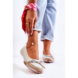 EVE Naisten valkoiset ja beigenväriset nahkaverhoilua ballerinat Erdola valkoinen ruskea 1