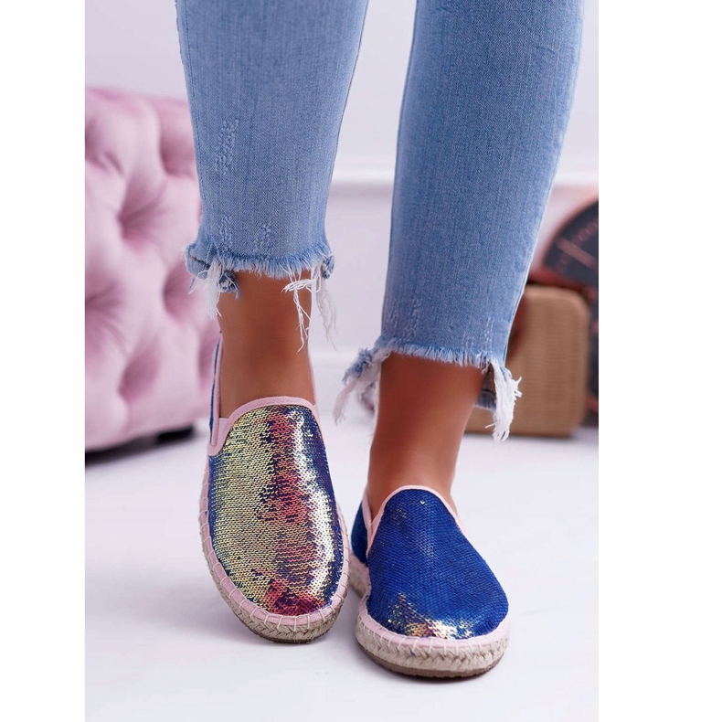 Naisten Espadrilles Big Star Iridescent Sequins DD274A164 laivastonsininen 2