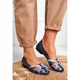Naisten ballerinat Maciejka Nahka Navy Blue 01358 tummansininen 1