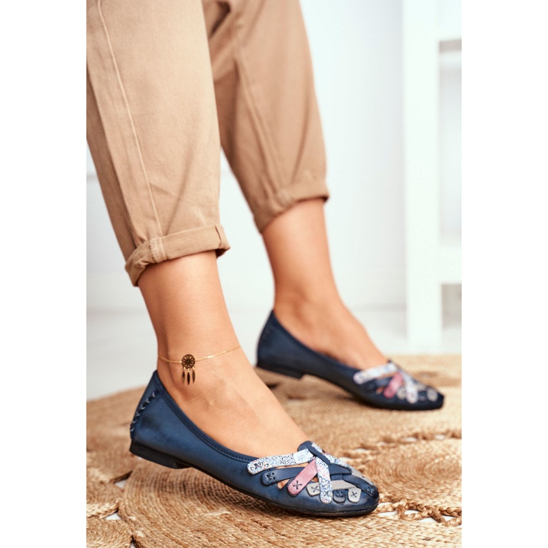 Naisten ballerinat Maciejka Nahka Navy Blue 01358 laivastonsininen 2