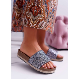 S.Barski Tyylikäs naisten tossut Paksu Jersey -pohja sininen 1