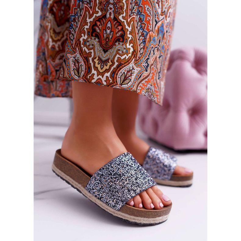 S.Barski Tyylikäs naisten tossut Paksu Jersey -pohja sininen 1