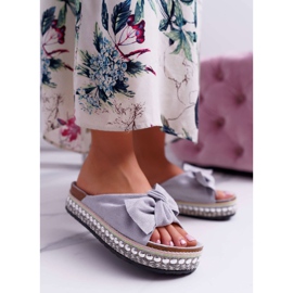 Naisten tossut, joissa rusetit Paksu pohja Harmaa Milady 1